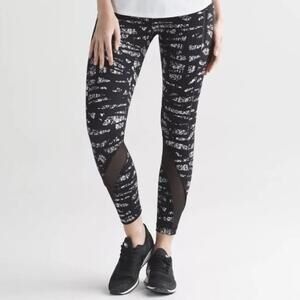 Lululemon Inspire Tight II Black White Graf Mesh Panels Size 4